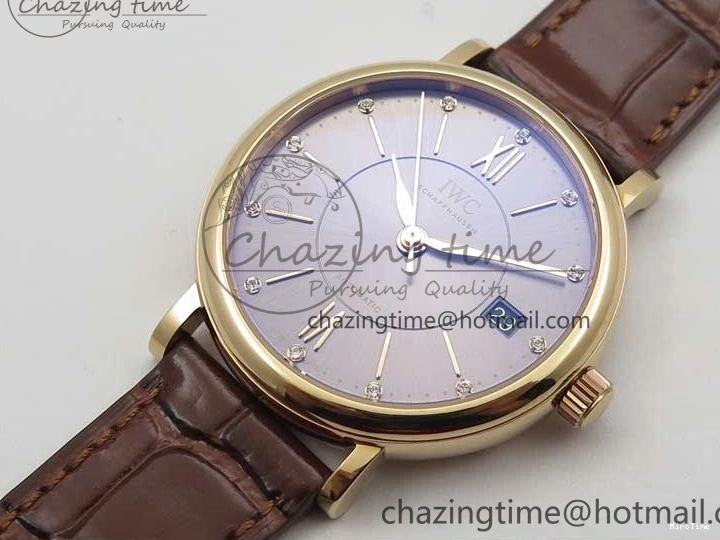 MIROTIME 0429 Portofino 37mm RG V7F 1:1 Best Edition Gray Dial on Deep Brown Leather Strap A SunProtective 7090